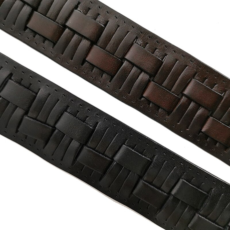 Genuine leather braided belt man male belts luxury design waist strap male jeans