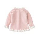 Baby Girls Knit Cardigan Sweater Ruffle Single Breasted O-Neck Long Sleeve Tops for Girl Clothes Cute Flower Coats