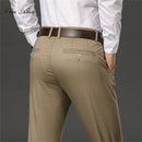 Mens Autumn And Winter High Waist Straight Trousers Middle-Aged Loose Stretch Business Casual Pants