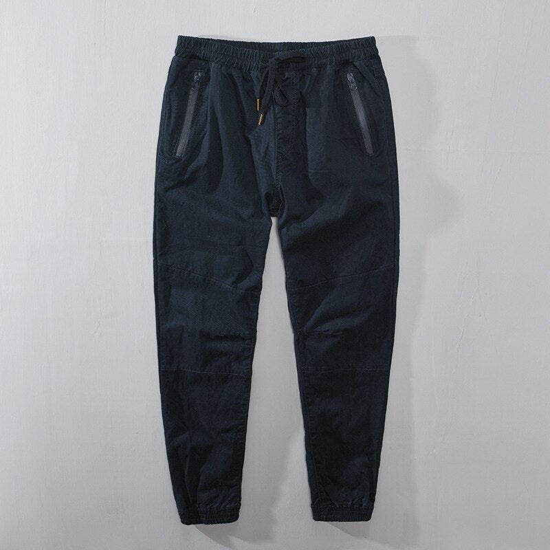 Autumn Men Trousers Trendy Loose Version Casual Handsome Stitching Tooling Simple Drawstring Tie Feet Harem Pants