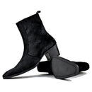 Men Chelsea Ankle Boots Genuine Horse Leather Horsehair Boot with Side Zipper-up Heel Boots designer footwear