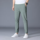Summer Ankle Length Suit Pants Trousers For Male Ice Silk Thin Man Formal