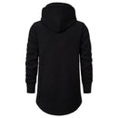 Men Slim Long section High collar Hooded Sweatshirt Man Extend Curved hem Solid black Cotton Casual Pullover Hoodies