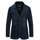 Autumn Blazer Denim Jacket Men Suit Jeans Coat Cotton Vintage Blue Classic Slim Fat Casual Clothing Overcoat