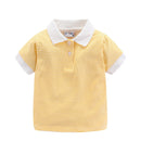 Summer Boys Girls T-Shirts Striped Turn-down Collar Adorable Tops for Kids Clothes Cotton Tees Polo Shirt