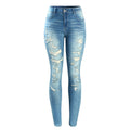 Women`s Brand New Mid High Waist Stretch Vintage Wash Ripped Skinny Denim Pants Jeans For Women