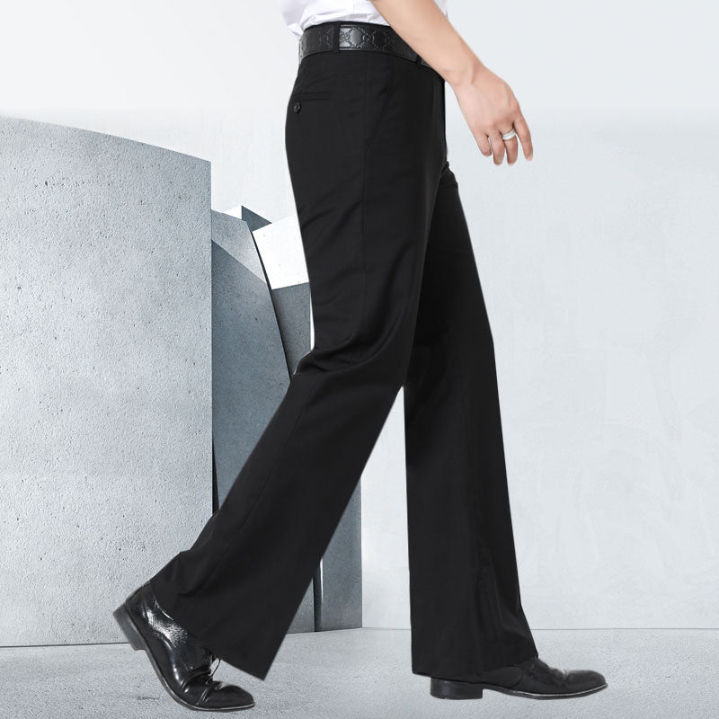 Men Flared Boot Cut Trousers Business Casual Classic Office Comfortable Elasticity Slim Bottom Formal Suit Pants