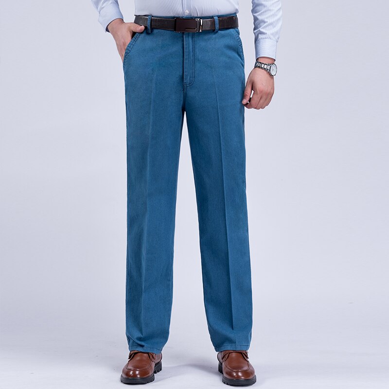 Spring Summer Arrival High Waist Jeans For Men Straight Autumn Casual High Quality Cotton Regular Fit Denim Pants Baggy Trousers