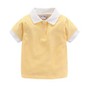 Summer Boys Girls T-Shirts Striped Turn-down Collar Adorable Tops for Kids Clothes Cotton Tees Polo Shirt