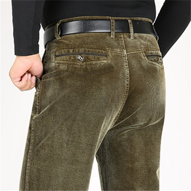 Corduroy Trousers Men Casual Pants Thick Autumn Winter Pants Men Cotton Full Length Straight Straight Loose