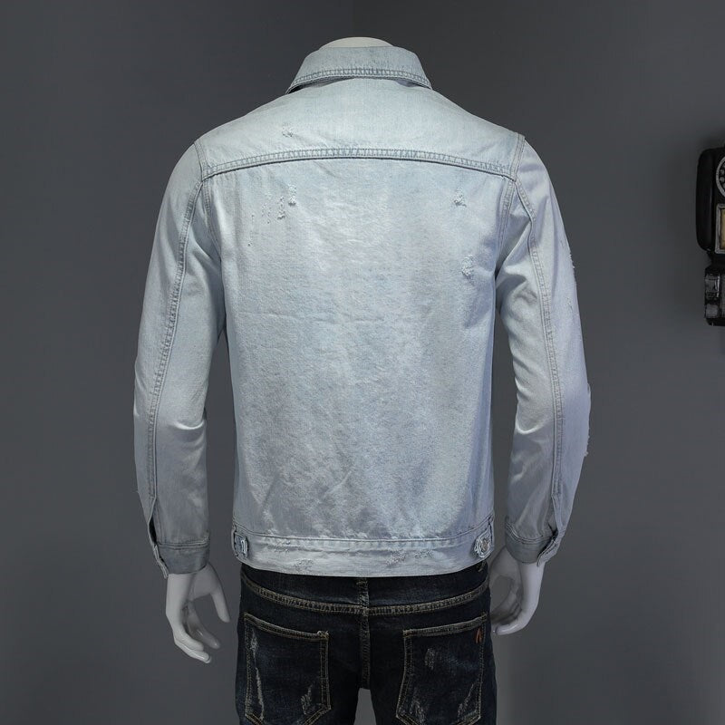 Denim Motorcycle Men Jacket High Street Retro Jacket Bomber Jacket Street Clothing Men Jacket