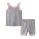 Girls Outfits Sleeveless Lace-Edge Patchwork Summer Tank Tops and Shorts Set  Kids Suit Soft Toddler Clothes