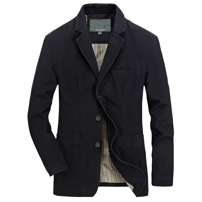 Blazer Jacket Men Cotton Washed Suit Coats Casual Slim Fit Luxury Business Outwear Military Bomber Jackets