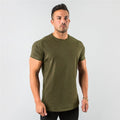 Plain T-shirt Men Slim Fit Sport Skinny Fitness Short Tee Shirt Male Bodybuilding Tshirt Workout Tops Gym Clothing