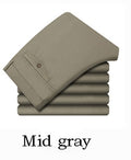 Summer Thin Mens Suit Pants Cotton Stretch Office Business Casual Comfortable Straight Trousers