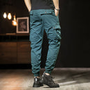 Mens Spring Pants Cotton Slim Cargo Pants Casual Four-color Elastic Worker Male