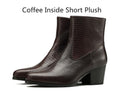 Autumn Winter High Heel Men Boots Quality Embossed Leather Chelsea Ankle Boots Trendy