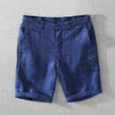 Mid Waist Linen Beach Shorts Summer Men Simple Business Casual Straight Pockets Solid Zipper Work Knee Length Pants