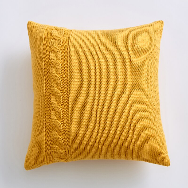 Solid Cushion Cover Knit Pillow Cover Blue  Mustard Yellow Grey Pink Pillow Case 45cm*45cm Home decoration For sofa Bed