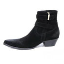 Metal Punk dual strap wedge luxury men genuine leather Boots 5cm heel customized handmade slim fit Chelsea Boots