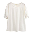 Summer Women Blouse Casual Clothes Female Tops Cotton Jacquard Simple