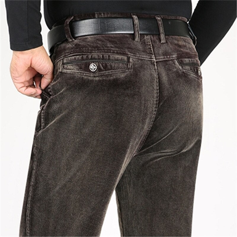 Corduroy Trousers Men Casual Pants Thick Autumn Winter Pants Men Cotton Full Length Straight Straight Loose