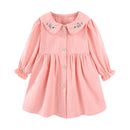 Toddler Girls Dresses Button Front Floral Peter Pan Collar Girl Spring Dress Cute Ruffle Long Sleeve Kids Clothes