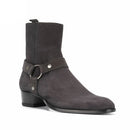 Handmade Leather wedge Harness Boots High Top Pointed Toe Men Chelsea Boots
