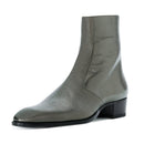 Genuine Leather Sliver Sexy Ankle Boots Wedge high heels Boots pointed toe Men