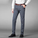 Men Business Pants Regular Straight Fit Stretch Pants Casual Suit Trousers Elasticity Pants Pocket Details
