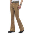 Spring Autumn Mens Smart Casual Corduroy Pants Flares Male Mid Waist Bell-Bottom Trousers