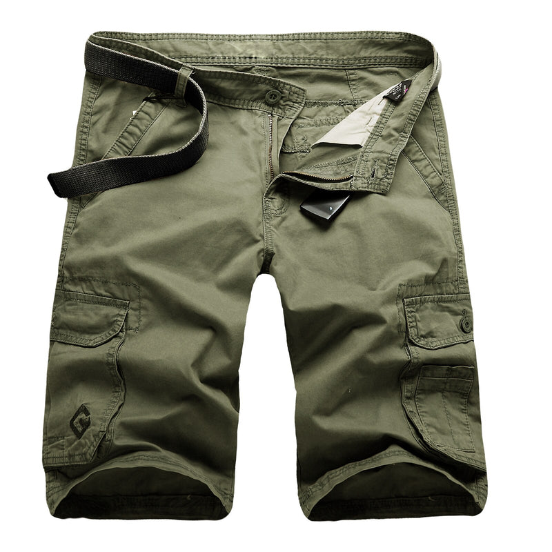 Mens Cargo Shorts Casual Shorts Pockets Solid Army Green Male Loose Work Shorts