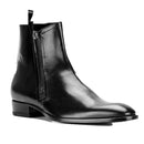 Exclusive Personalized Men Denim Chelsea Boots Zip Pointed Toe Genuine Leather