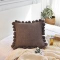 Knitted Cushion Cover Solid Gray Coffee Solid Nordic Style Pillow Case With Balls 45*45cm Soft For Sofa Bed Room Home Decorative