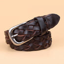 Luxury designer Weaving belt women high quality full grain real genuine leather girdle breathable belt for jeans