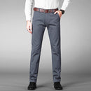 Men Business Pants Regular Straight Fit Stretch Pants Casual Suit Trousers Elasticity Pants Pocket Details