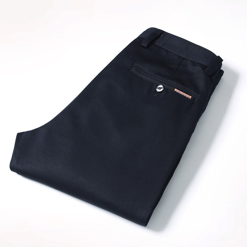Mens Suit Pants Regular Straight Fit Anti-wrinkle Cotton Elasticity Long Trousers Business Casual Pants