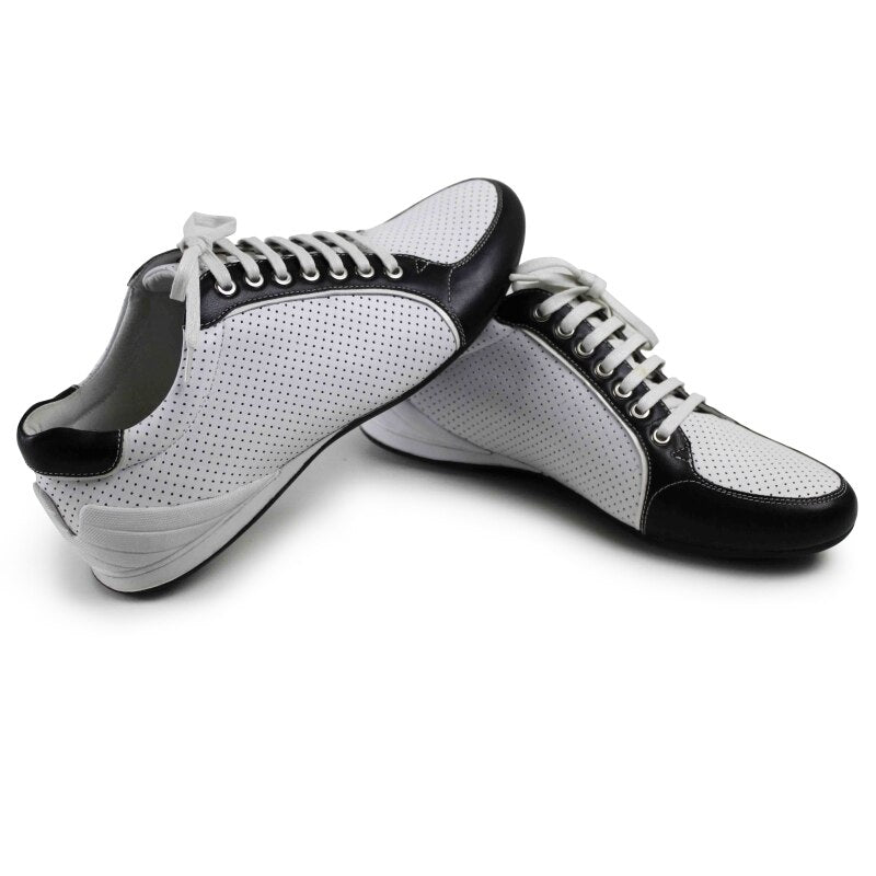 Summer Hot Sports Shoes Men White Lace-up Genuine Leather Shoe Casual Breathable Patchwork