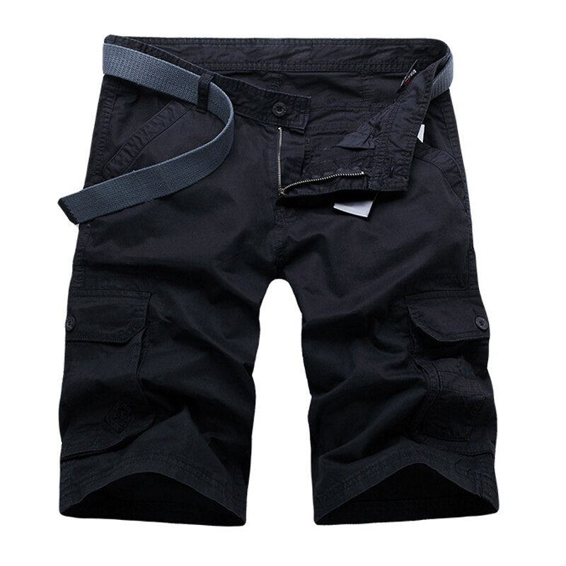 Mens Cargo Shorts Casual Shorts Pockets Solid Army Green Male Loose Work Shorts