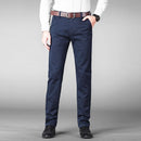Men Business Pants Regular Straight Fit Stretch Pants Casual Suit Trousers Elasticity Pants Pocket Details