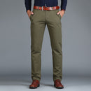 Men Pants Straight Loose Casual Trousers Cotton Fashion Men Business Suit Pants Green Brown Grey