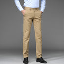 Mens Suit Pants Regular Straight Fit Anti-wrinkle Cotton Elasticity Long Trousers Business Casual Pants