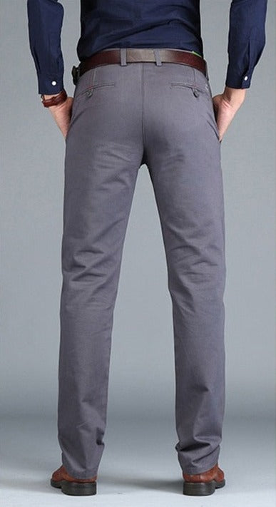 Men Pants Straight Loose Casual Trousers Cotton Fashion Men Business Suit Pants Green Brown Grey