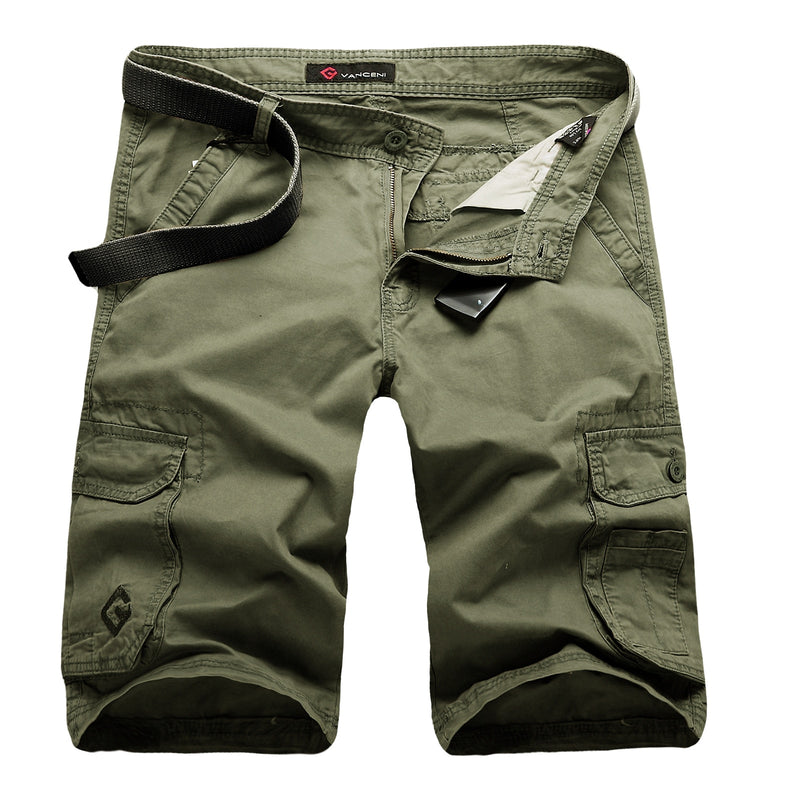 Mens Cargo Shorts Casual Shorts Pockets Solid Army Green Male Loose Work Shorts