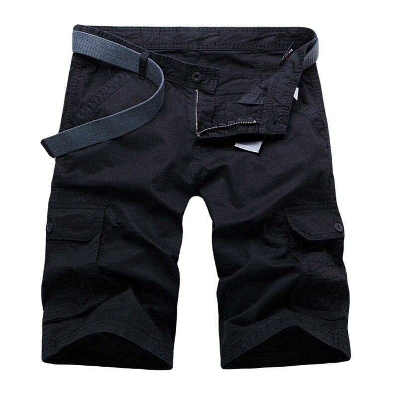Mens Cargo Shorts Casual Shorts Pockets Solid Army Green Male Loose Work Shorts