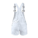 Women`s Ripped Denim Shorts Overall Jeans For Woman (White)