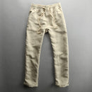 Men Summer Solid Cotton Linen Thin Straight Pants Male Casual Loose Simple Blue Khaki Trousers