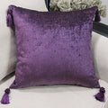 European Style Tassels Cushion Cover Ivory Purple Red Blue Tan Home Decorative Solid Pillow Cover 45x45cm/60x60cm