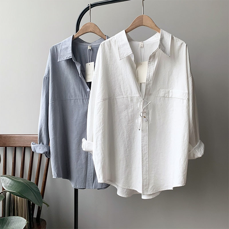 Autumn Women Cotton Blouse Long Sleeve Women Tops And Blouses Vintage Women White Shirts