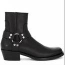 Luxury Brand Buckle Strap Genuine Leather punk Boot High Heel Wedge genuine Leather Rock Stage Slim Fit Bota Shoes